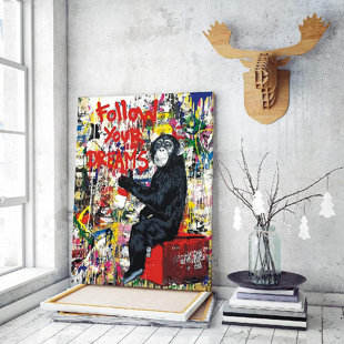 32"x48"-Banksy Graffiti Art Red Balloon Girl Canvas Wall Art Decor