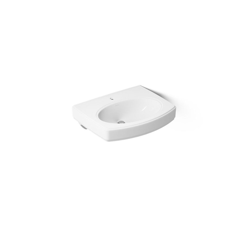 Lavabo de salle de bain mural en porcelaine vitreuse avec trop-plein 22 po Pinoir, Blanc, Simple