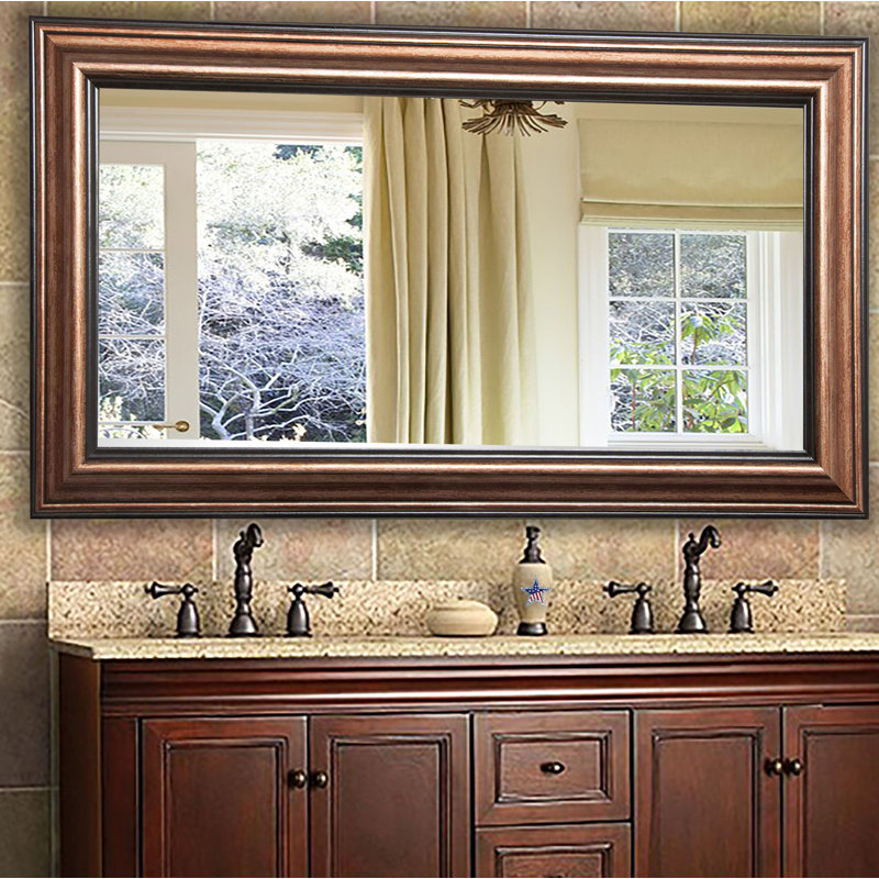 Miroir de salle de bain Carmenlita, H 57,5 po x l 39 po, Bronze / Noir