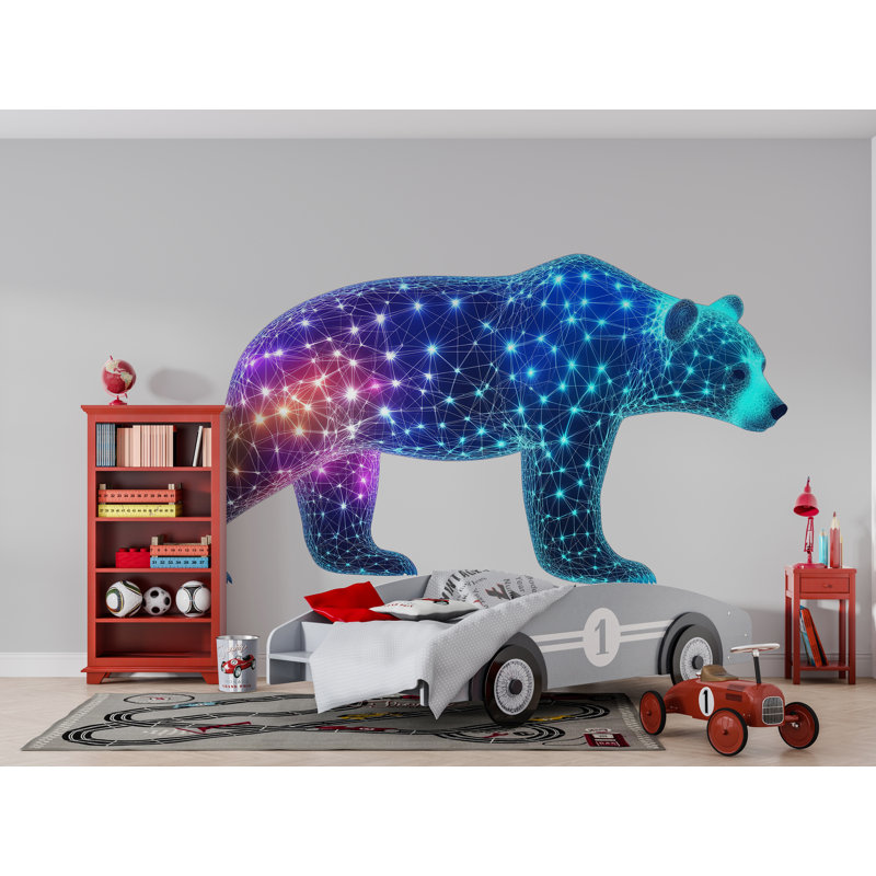 Ours géométrique, art mural futuriste, décor numérique 369Mv, H 80 po x l 42 po