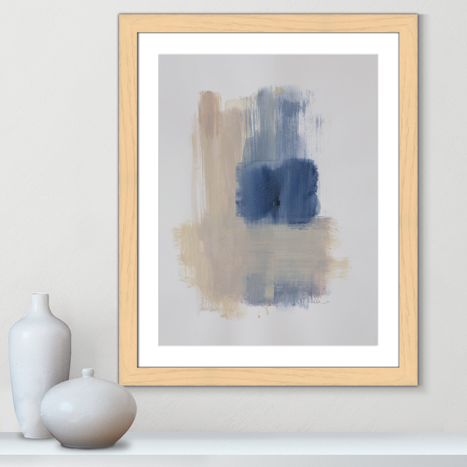 Esmeray "Powder Room Wash III" Print, 31" H x 25" W x 1.25" D, Natural Cube Frame Matted
