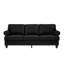 Canapé en cuir de style classique américain de 83 po, accoudoir rond avec clous argentés, structure et pieds en bois massif, coussin de siège à ressorts, housse amovible noire, espace de rangement moderne de 3 po, rembourré