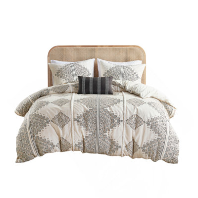 King/Cal King 4 Piece Printed Duvet Cover Set with Throw Pillow