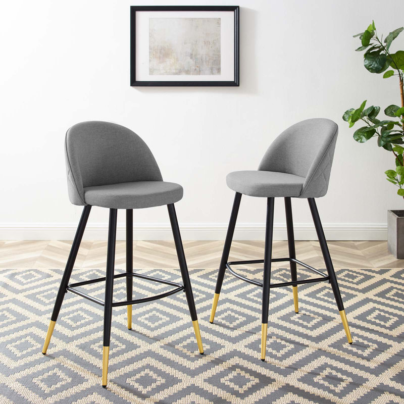 Tabourets de bar Cordial - ensemble de 2, Velours gris pâle, Bar Stool (29" Seat Height)