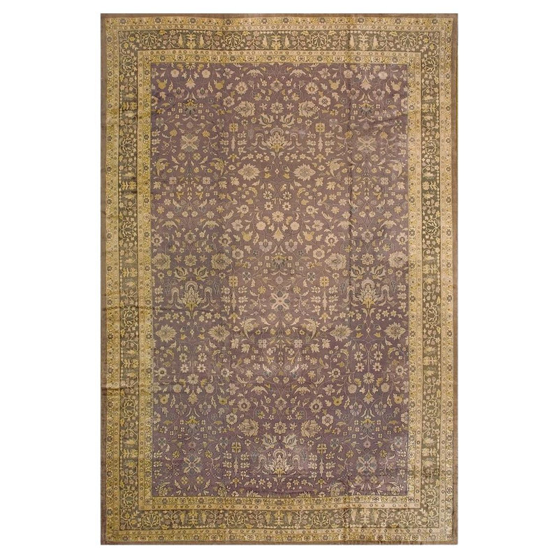 Tapis traditionnel indien des années 1900 de grande taille à motif floral lavande Allover