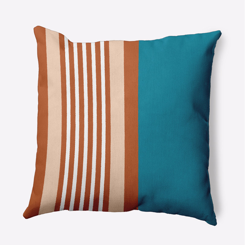 Sail, Sun, & Fun Striped Outdoor Reversible Throw Pillow, 20" x 20", Teal/Orange