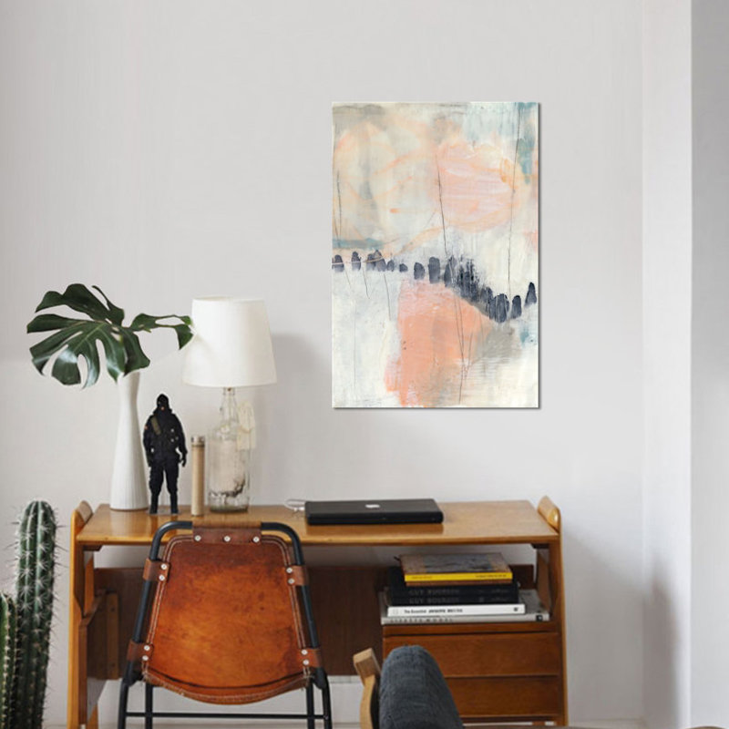«Blush and Navy I», reproduction sur toile, H 60 po x l 40po x P 1,5 po, Pas de tapis, Toile tendue