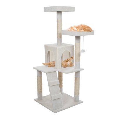  Arbre à chat avec poteaux à griffer PETMAker 4 pi, blanc