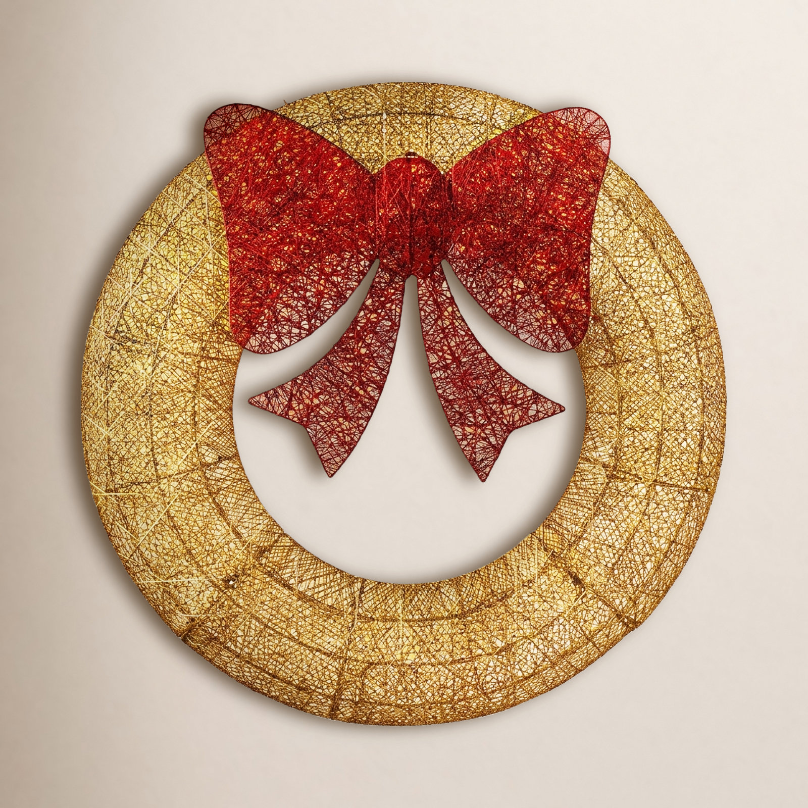 Pre-Lit Metal Holiday Wreath, 36" H x 36" W x 3.5" D, Gold
