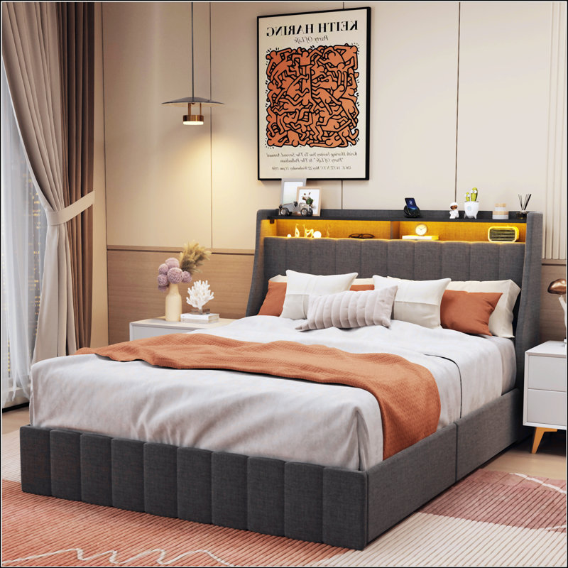 Queen Size Bed Frame With LED