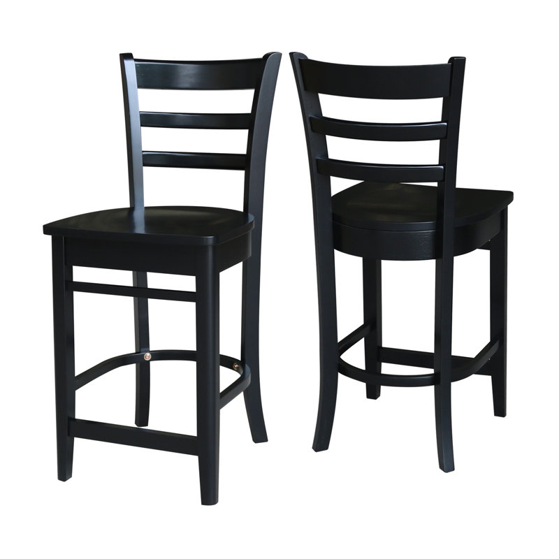 Dederick 2 - Person Counter Height Solid Wood Dining Set, Black
