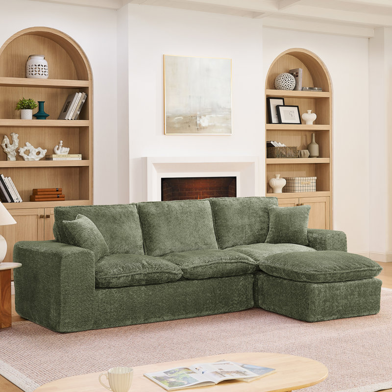 Canapé modulaire moderne de 107 pouces avec méridienne réversible Boucle avec confort réversible, assise profonde, flexibilité modulaire et conception sans assemblage.