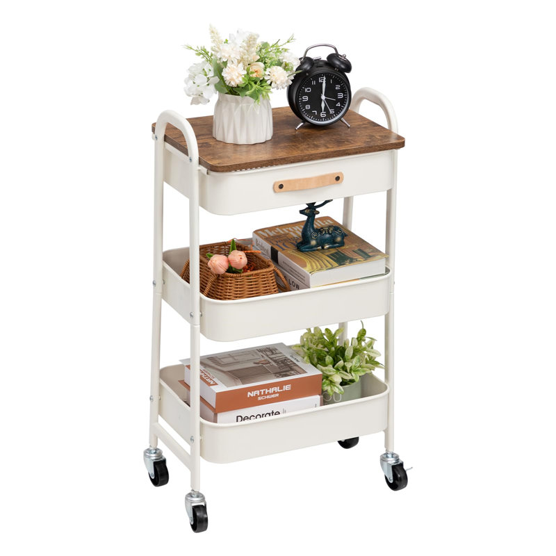 Lakemoore Cart with Wheels, White