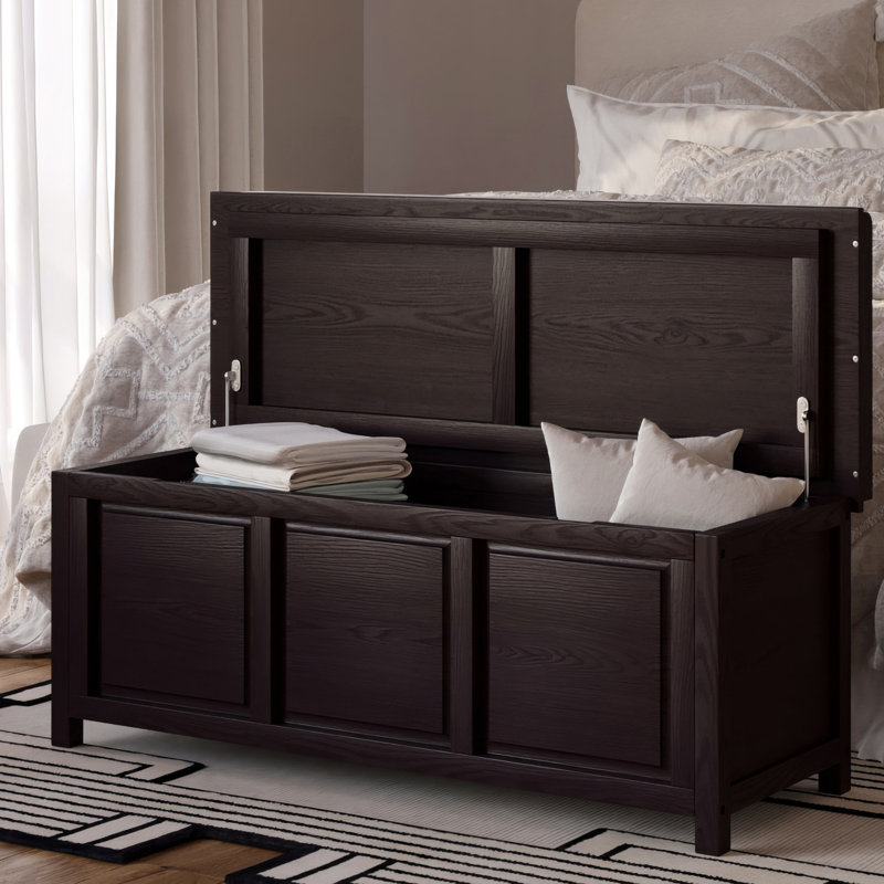 Banc de rangement en bois massif John Louis Home, Espresso