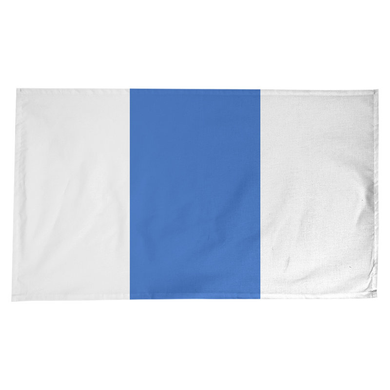 La Bear College Striped Cotton Blend Tablecloth, White/Blue/White