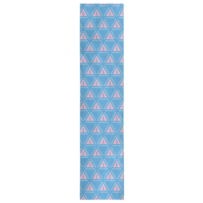 Chemin de table d’arbre minimaliste classic Barbra, 16 po x 72 po, Rose / bleu ciel