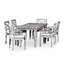 Table rectangulaire d'extérieur gris argenté avec parasol