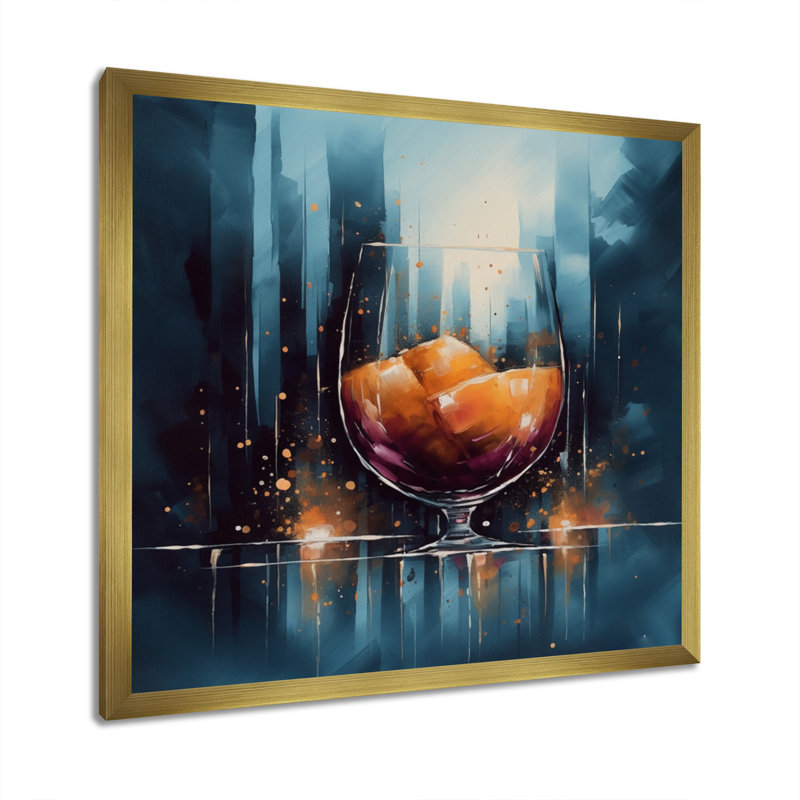 «Glam Cognac Glass II», reproduction sur toile encadrée, H 36 po x l 36 po x P 1,5 po, Encadrement doré