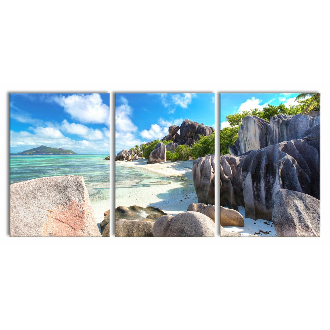 3-tlg. Leinwandbilder-Set Strand auf den Seychellen