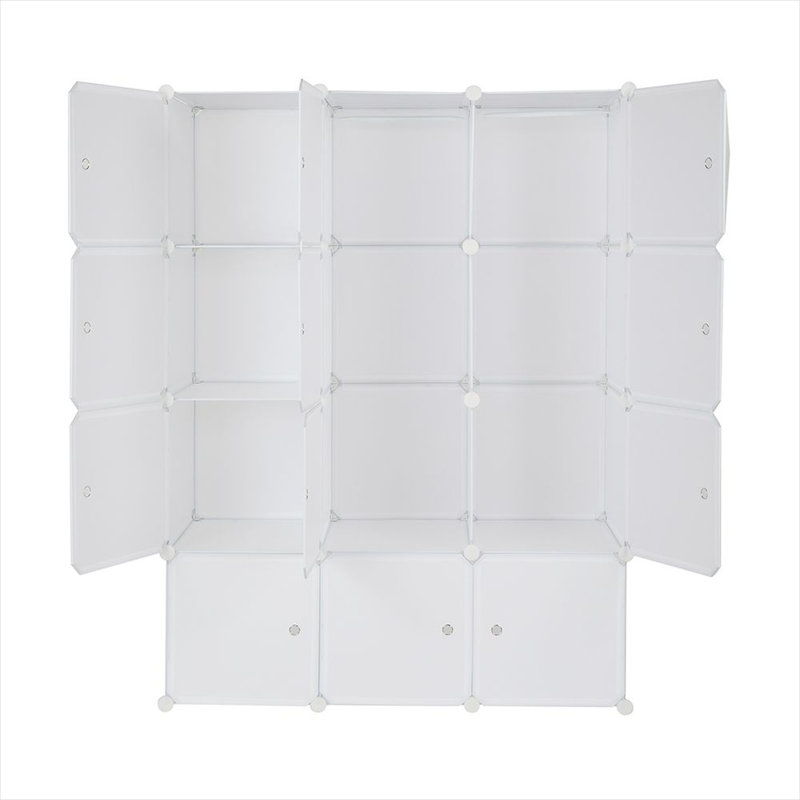 Armoire de chambre avec structure en métal blanc, étagères, 45 x 105 x 140 cm, rangement