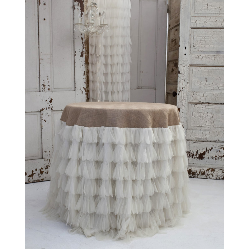 Kyesha Ivory/Jute Tablecloth, 36" L x 36" W
