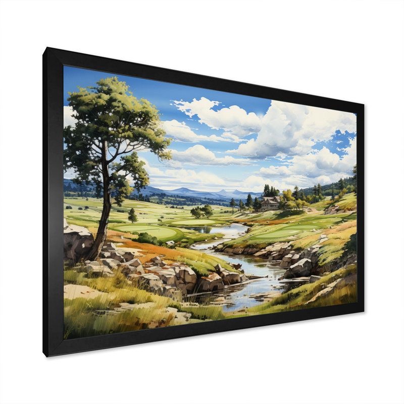 «Lake And River Tranquility I», reproduction sur toile, Cadre photo noir, H 34 po x l 44 po x P 1,5 po