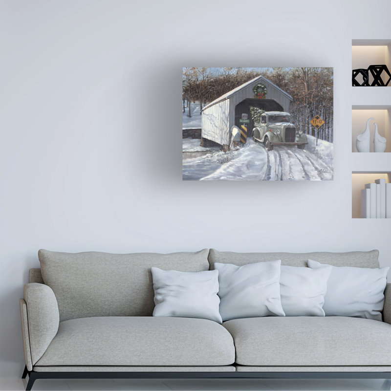 Art mural sur toile tendue - art mural «Crossing Cabin Run» par Jerry pour décor de salon, de chambre à coucher ou de bureau - 35 x 47