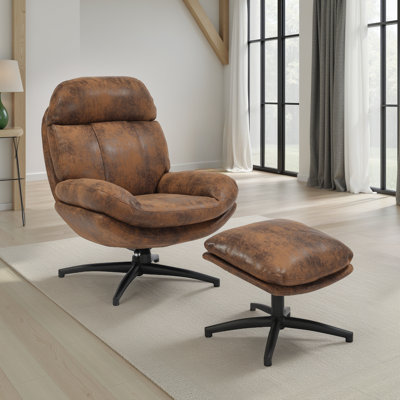 Velvet Swivel With Footstool Armless