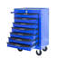 Coffre à outils 20 po 7 po, chariot roulant en acier avec glissières de tiroir à roulement, noir et bleu, verrouillage par clé, 4 roulettes universelles pour chariot d'atelier d'organisation de garage, matériau métallique, mécanisme de verrouillage