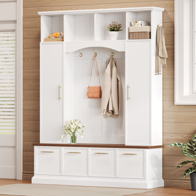 Hall Tree 59.03" Wide With Bench And Storage