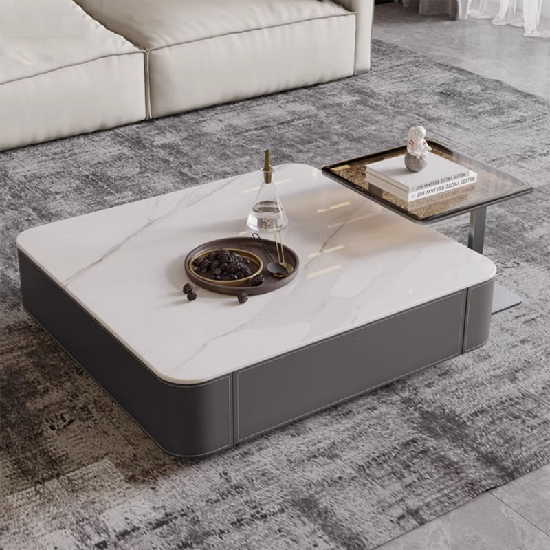 Table basse carrée claire, H 14,2 po x L 39,4 po x l 39,4 po