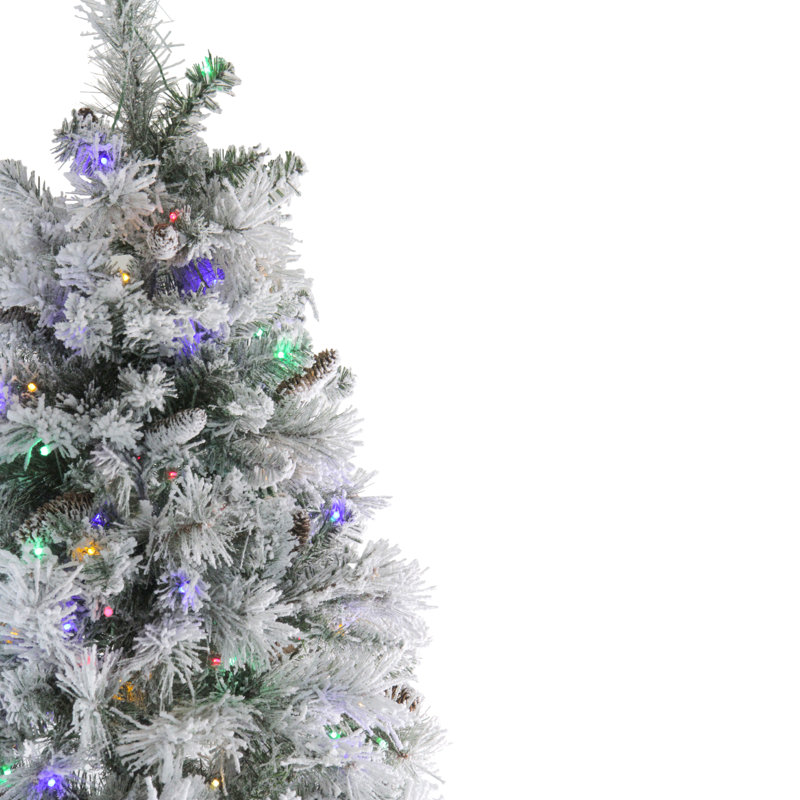 Pre-Lit Victoria Pine Artificial Christmas Tree - LED Lights, 7.5' H