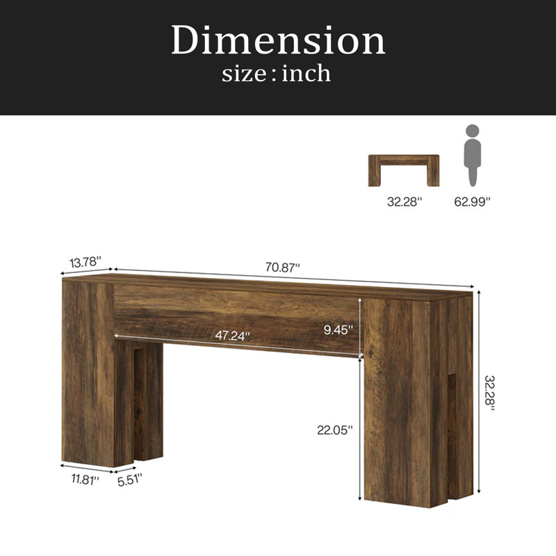 Rustic Coffee Table,Sturdy Console Table,Wooden Hallway Table
