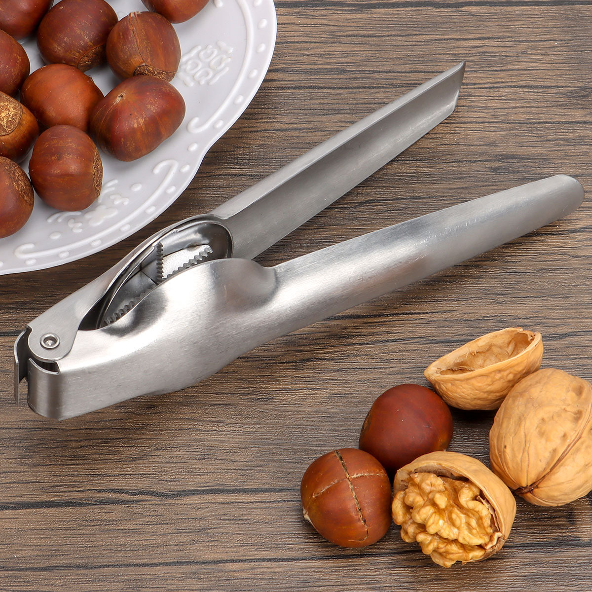 Crab Cracker,Nut Cracker, Non Slip Robust Stainless Steel Nutcracker  Chestnut Walnut Opener Clip, Nut Opener Home Supplies, Kitchen Accessories,  for