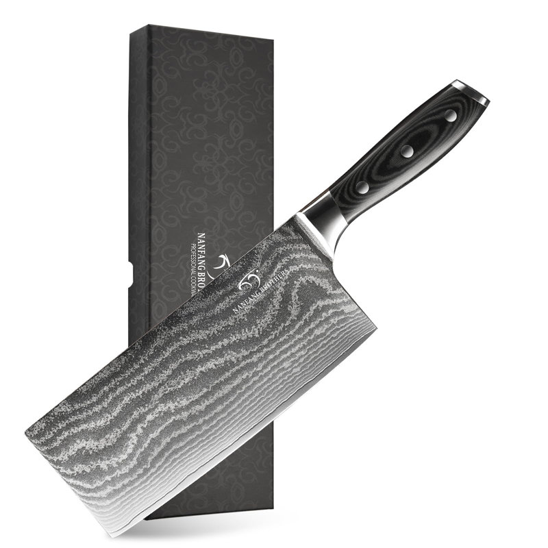 Cleaver Knife, 7" - Chinese Cleaver with VG10 Core Blades, 67-Layer Damascus Steel with Non-slip Micarta Wood Ergonomic Handle, Meat Cleaver for Heavy-Duty Chopping and Slicing
