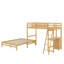 Lit superposé simple au dessus d'un lit double avec bureau intégré et trois tiroirs-2008545564