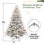 Arbre de Noël artificiel floqué pré-éclairé avec lumières incandescentes blanc chaud, pointes, pin enneigé PE + PVC avec branches à mémoire de forme partielle, support en métal pliable pour les fêtes-2113014338