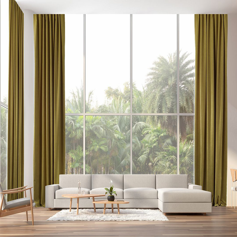 Room Darkening Single Curtain Panel, Olive Green, 130cm Width x 145cm Drop