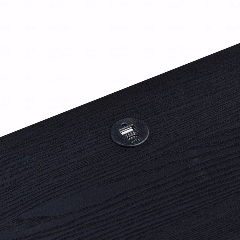 Table de chevet 2 tiroirs, lumières DEL et USB, Noir
