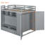 Lit mezzanine double gris avec système de rangement intégré, garde-robe et éclairage à télécommande pour chambres d'adultes Espace de rangement spacieux: tiroirs, tablettes, compartiment caché-741849347