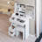 29.2" Small Size Left Drawer Desktop Vanity Table + Cushioned Stool, Extra Large Right Sliding Mirror, Multi Layer High Capacity Storage, Practical Fashionable Dresser, Suitable For Small Space-1421335835
