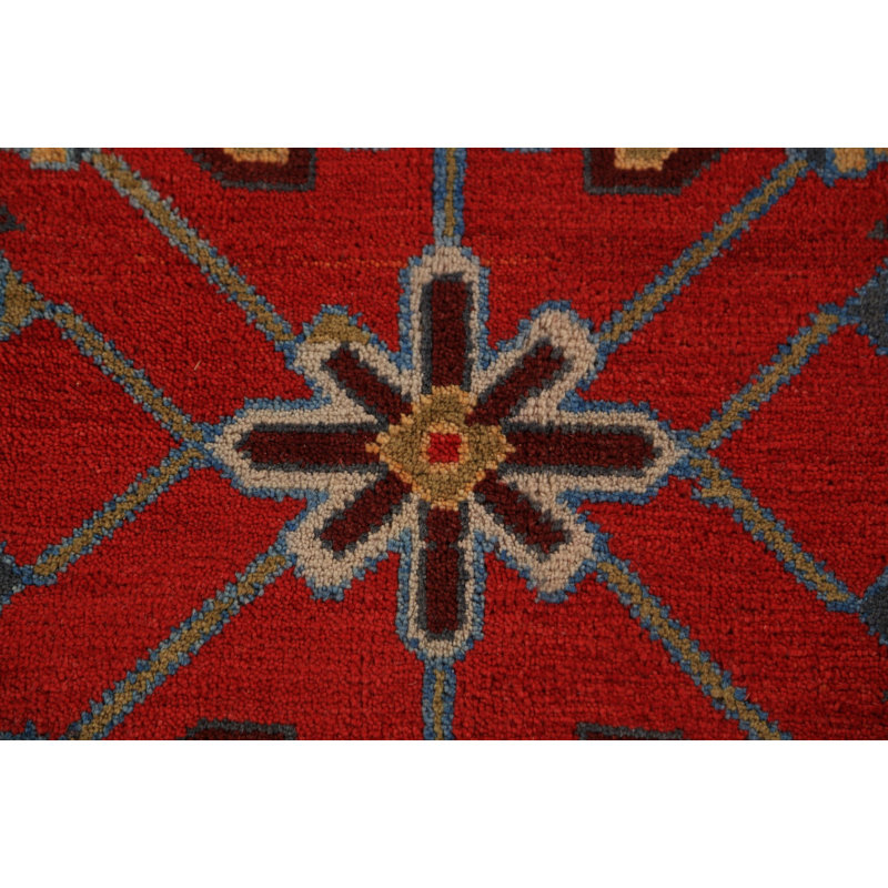 Tapis indien géométrique Kazak bleu 8 x 10