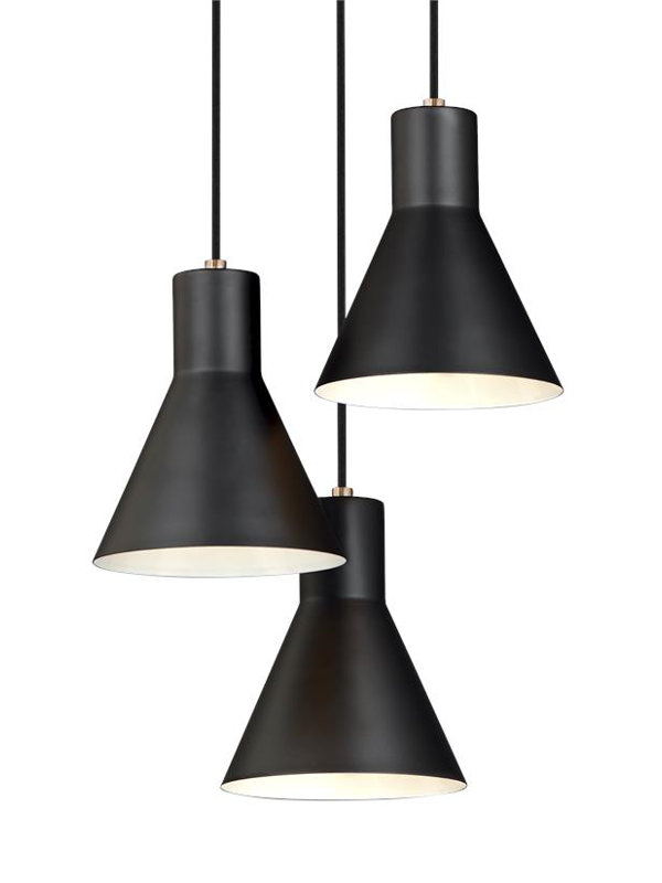 Luminaire suspendu conique à 3 lumières Byers, Oui, Bronze satiné