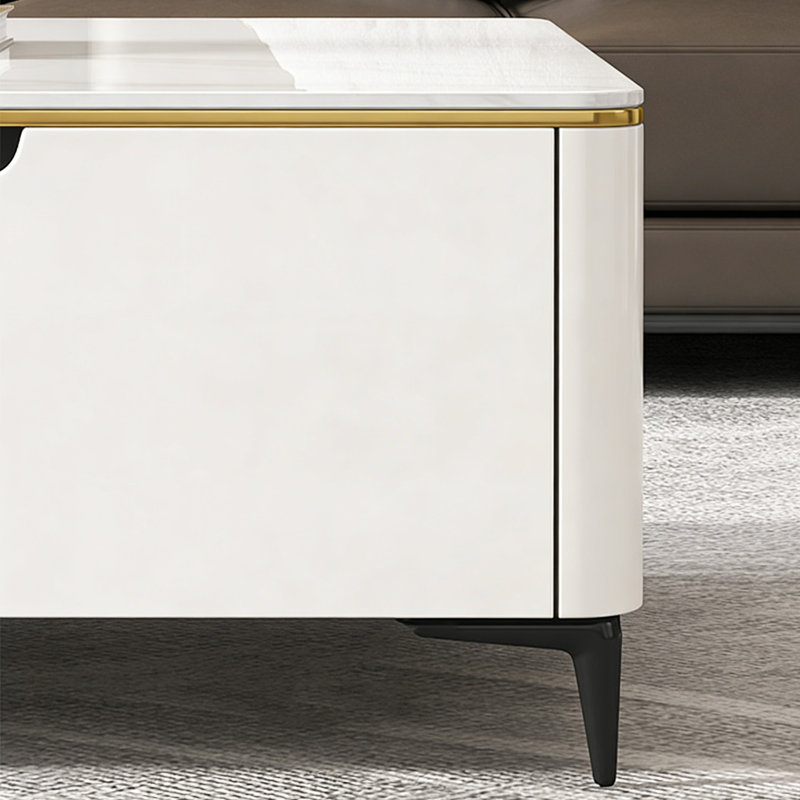 Table basse Modern, Blanc, H 16,5 po x L 47,2 po x l 23,6 po