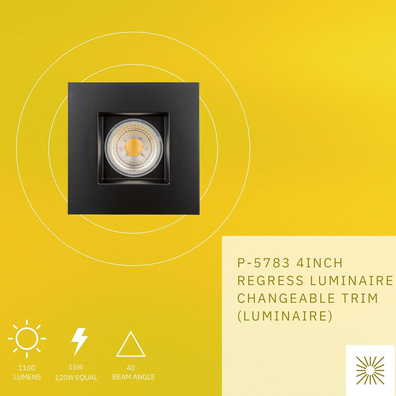Ensemble d'éclairage encastré standard 4 po 15 watts à intensité variable et homologué IC, Noir