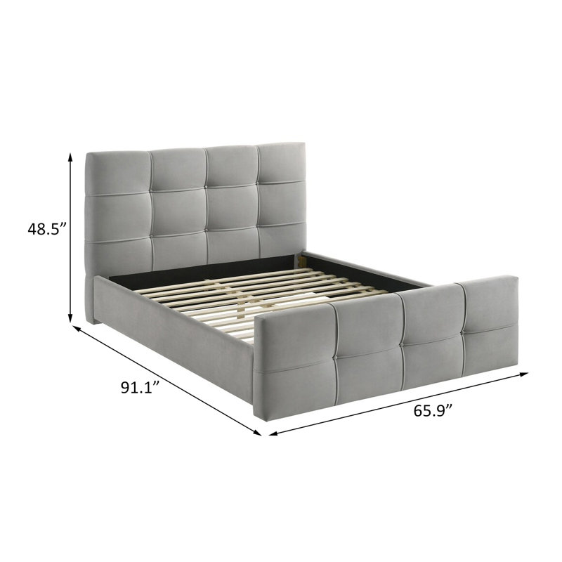 Queen Bed, Light Gray, Gray, Queen