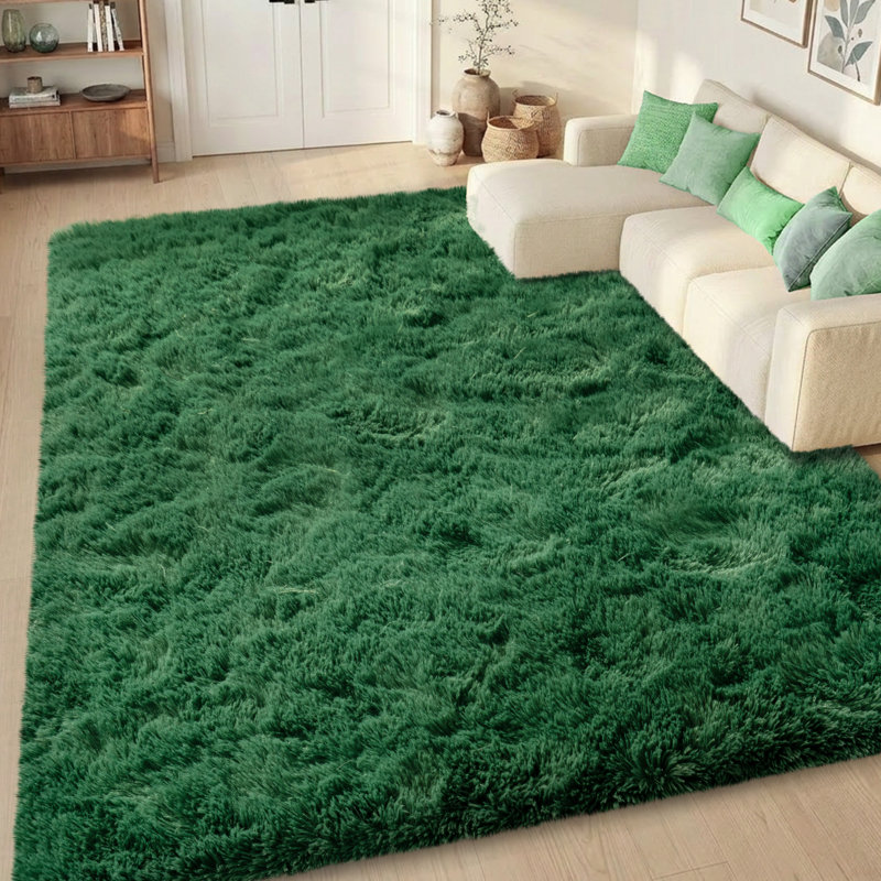 Solid Rug Soft Fluffy Green Indoor Area Rug for Living Room Bedroom Nursery Kids Room, Rectangle 8' x 10', Green
