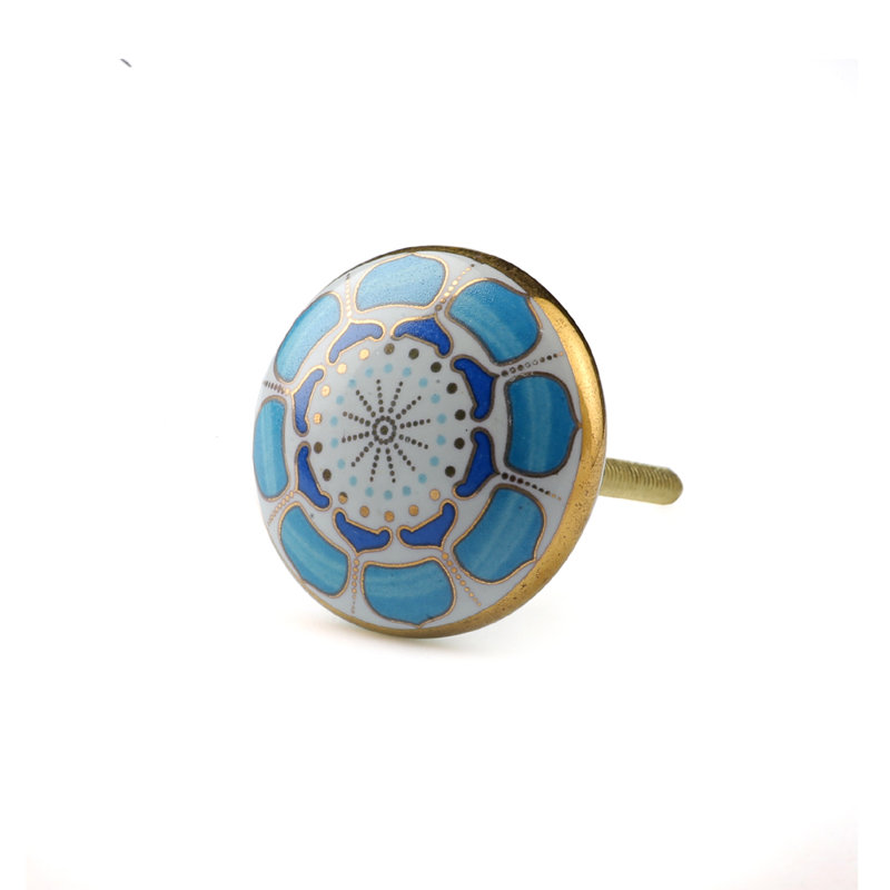 Paquet multiple de boutons de champignon Marigold de 1,8 po de diamètre, Bleu clair / blanc / or