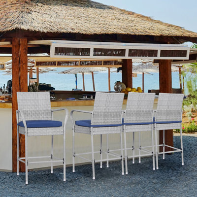 Celida 30" Patio Bar Stool with Cushion by Red Barrel Studio