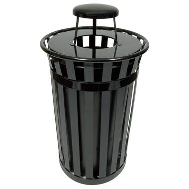 Alpine Industries 38 Gallon Slated Stainless Steel Outdoor Trash Can With  Rain Bonnet & Reviews